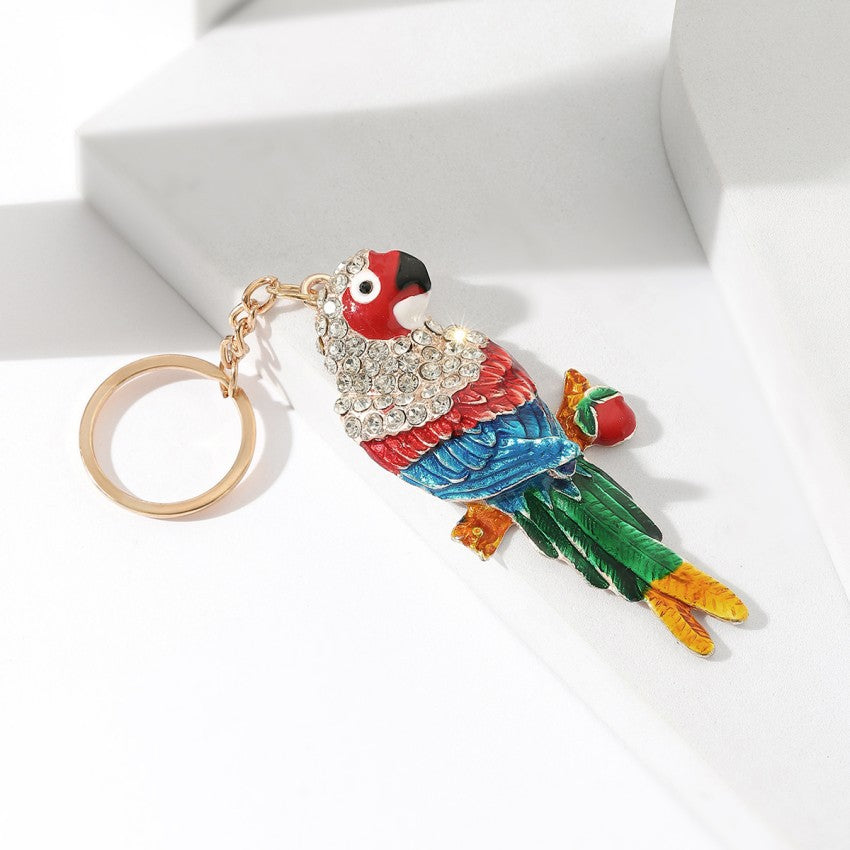 Wholesale Diamond Inlaid Metal Parrot Creative Key Chain